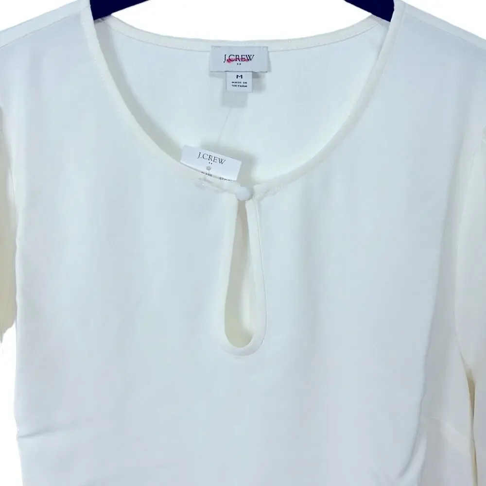 J. Crew Puff-Sleeve Satin Back Crepe Top Ivory medium NWT